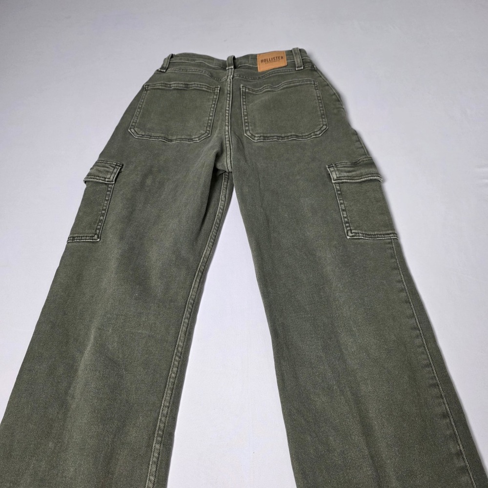 Hollister Cargo Dad Jeans Women 23S Olive Green‎ Ultra High-Rise Vintage Stretch - Picture 10 of 13